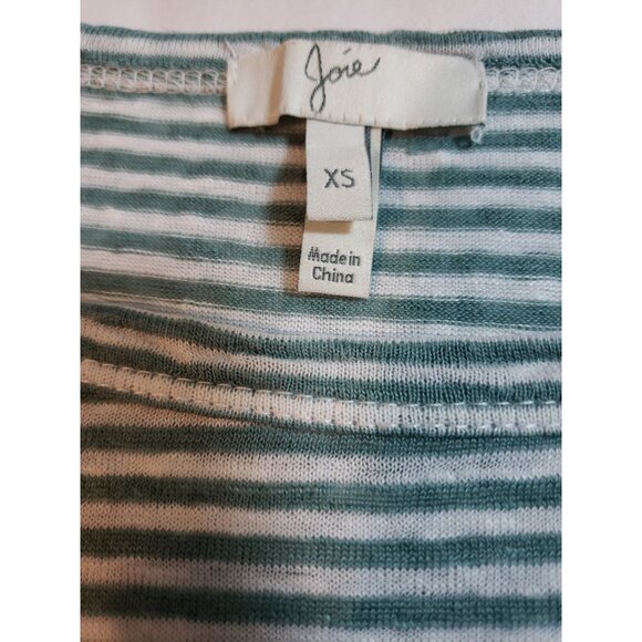 Joie Womens oversized 100% Linen green white striped tee size XS Short sleeve - Picture 5 of 10
